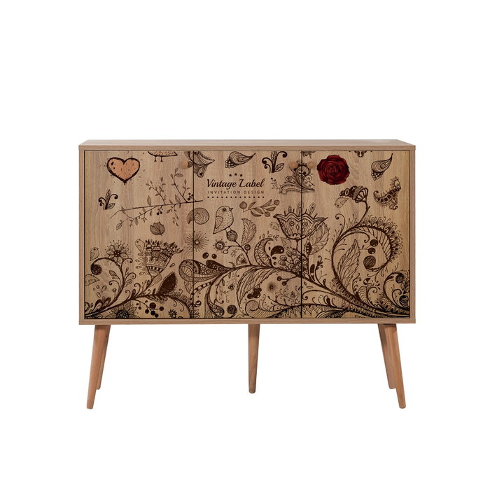 Hanah Home Mega-731 Consola Roble Sonoma, 120x90cm, Tablero Partículas Melamina, Patas Carpe, Mueble Salón Diseño